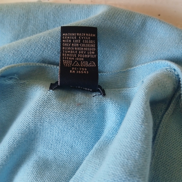 3/$15 Izod Light Blue & Brown Argyle V Neck Cotton Cardigan Size Small - Picture 8 of 8